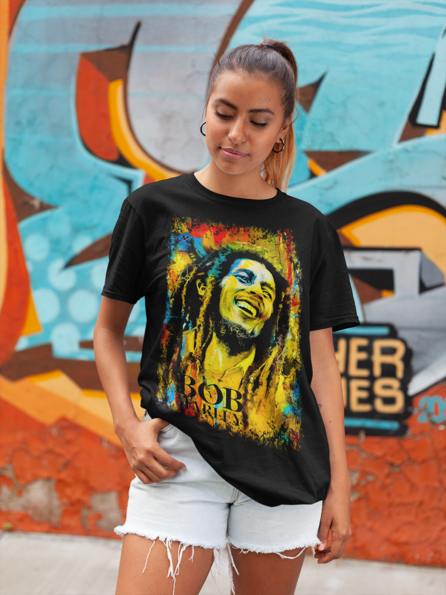 BOB MARLEY - ADULT BLACK TEE