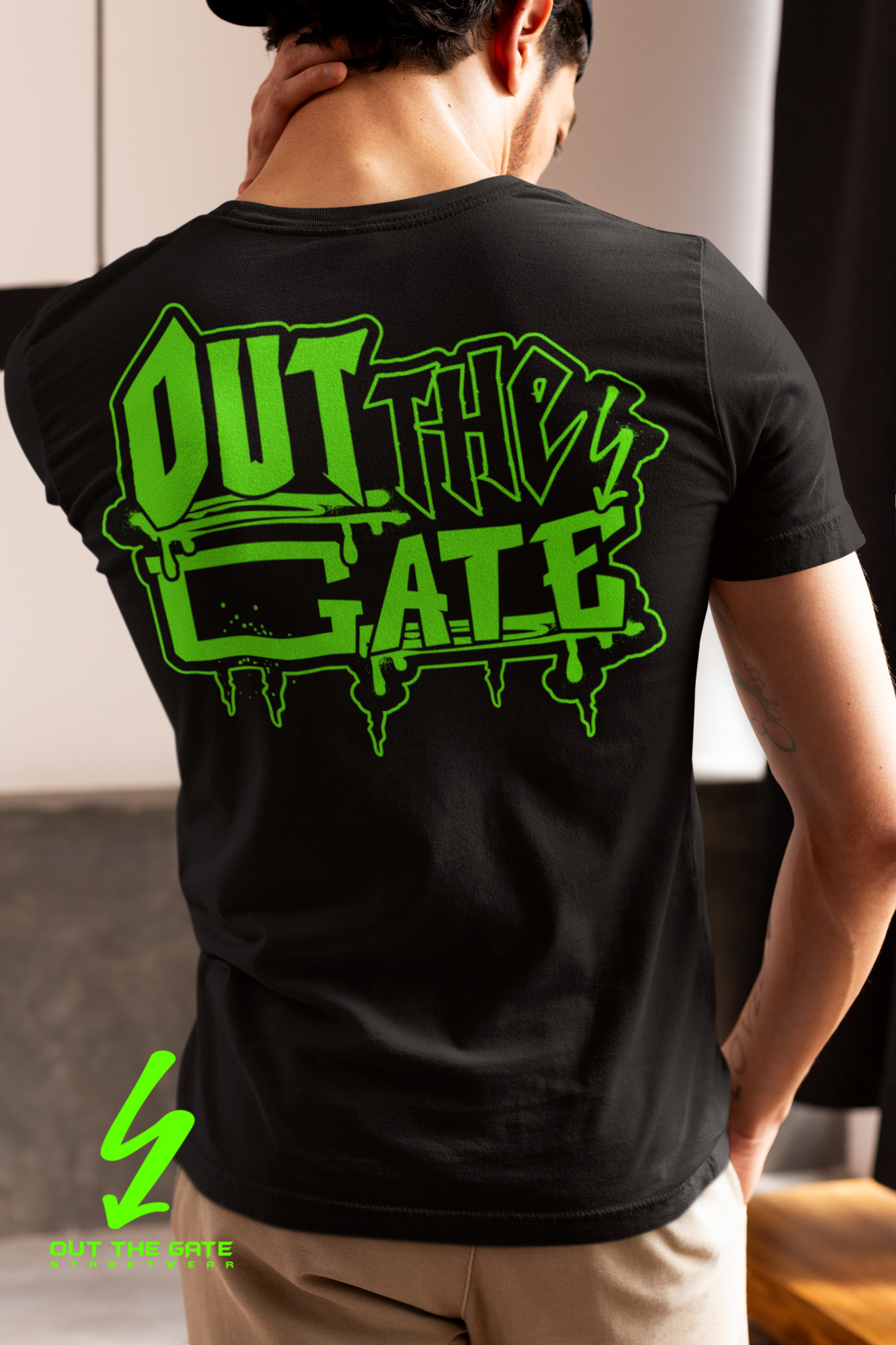 OTG STREETWEAR - GREEN (BACK) - ADULT BLACK TEE