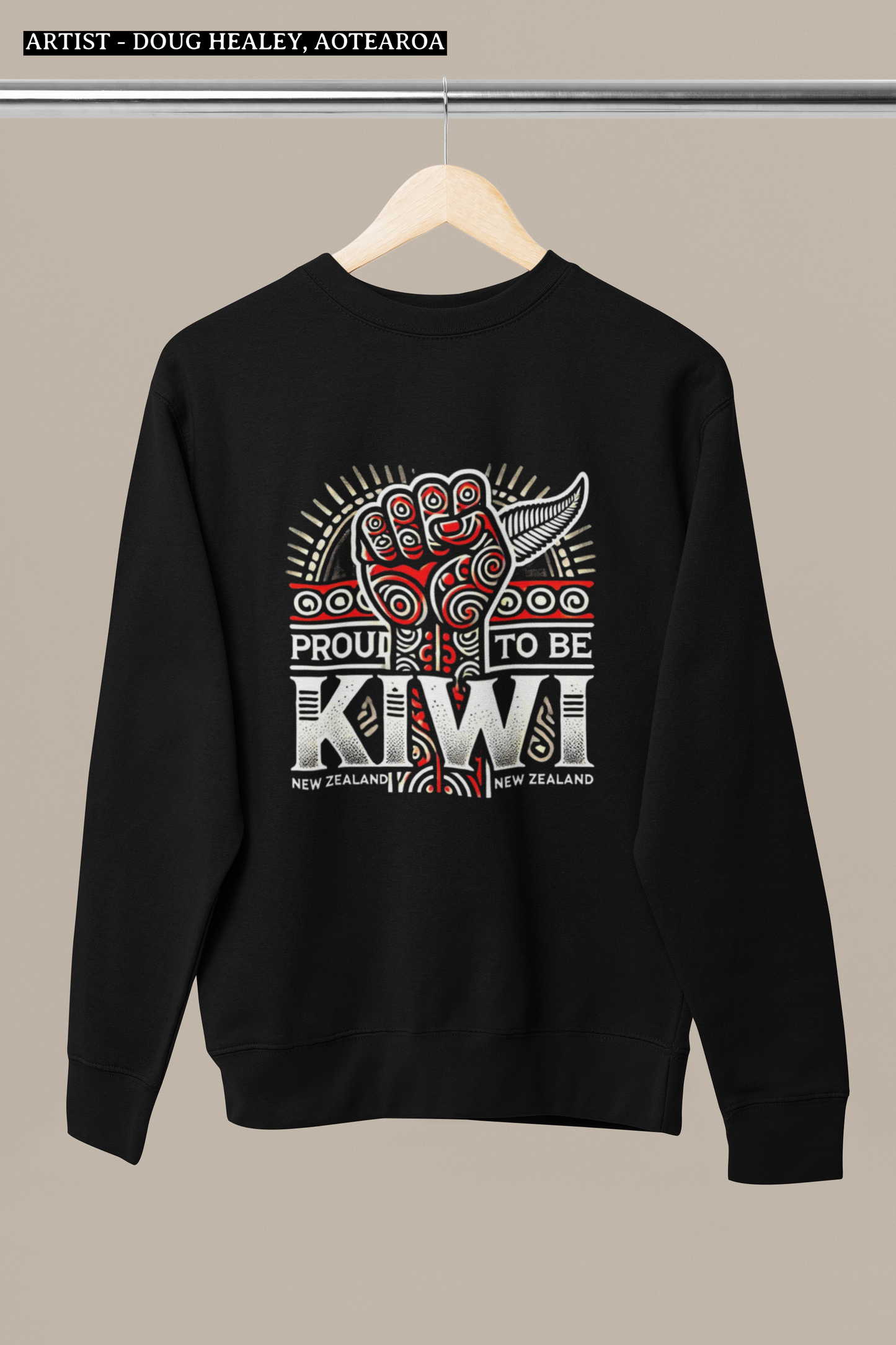 ARTIST -DOUG HEALEY - PROUD TO BE A KIWI- ADULT CREWNECK