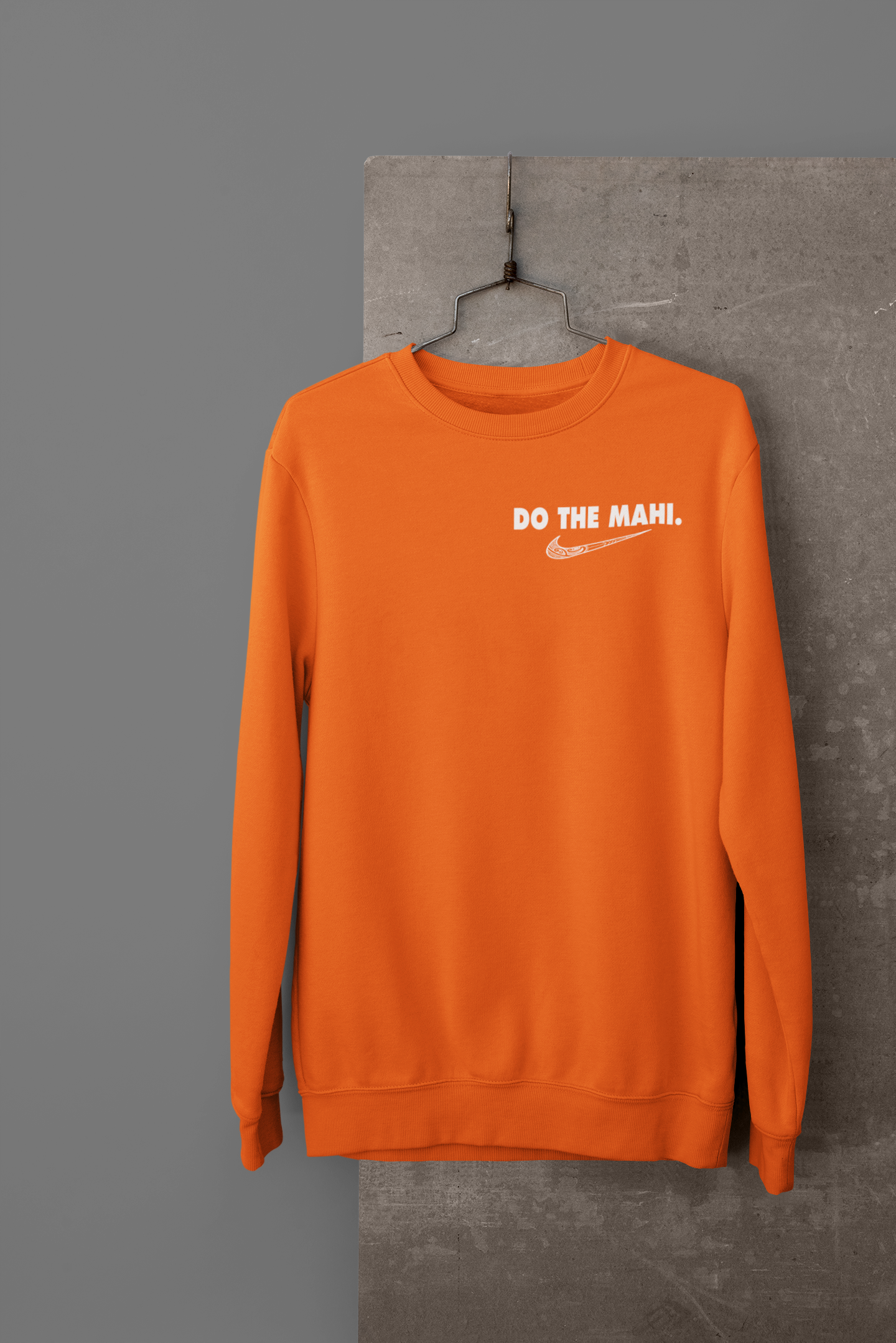 Do The Mahi (large tick) (white badge) - CREWNECK - Orange