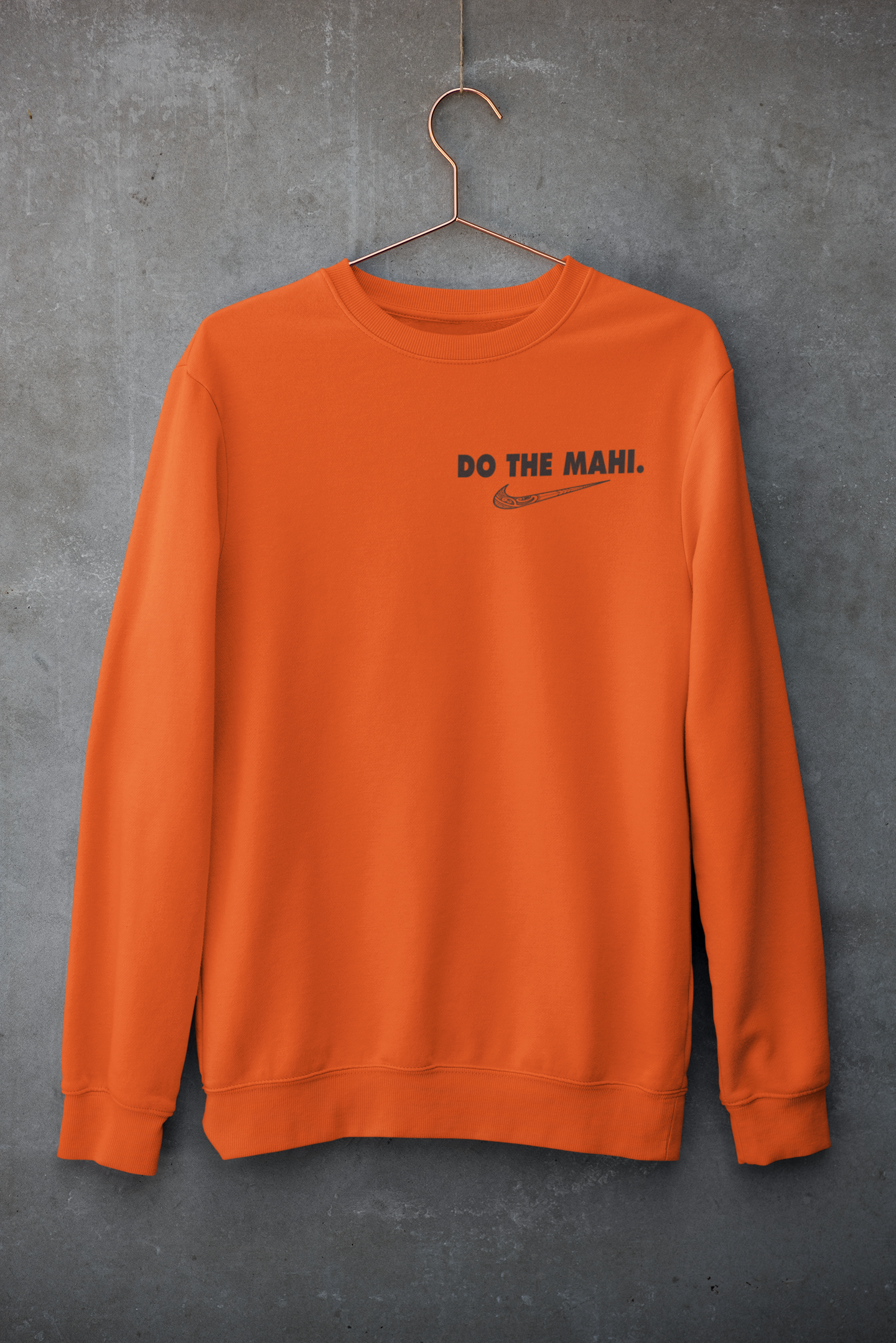 Do The Mahi (Black large tick) -Badge   CREWNECK - Orange