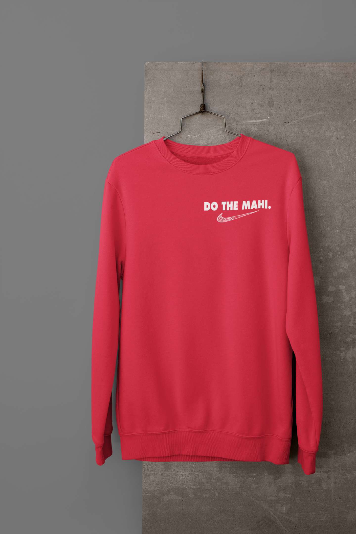Do The Mahi (large tick) (white badge) - CREWNECK - Red