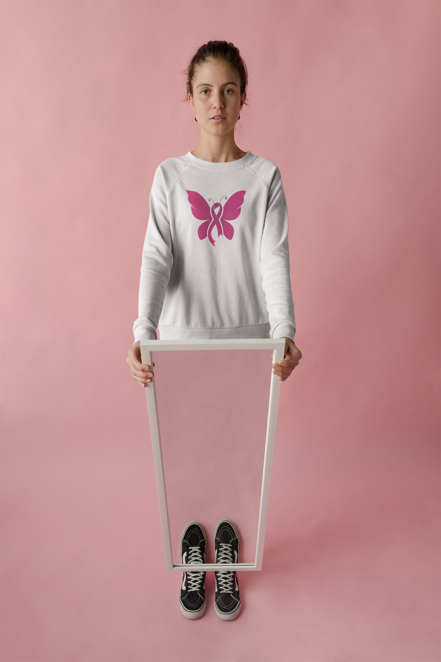 Pink Ribbon Butterfly - Crewneck