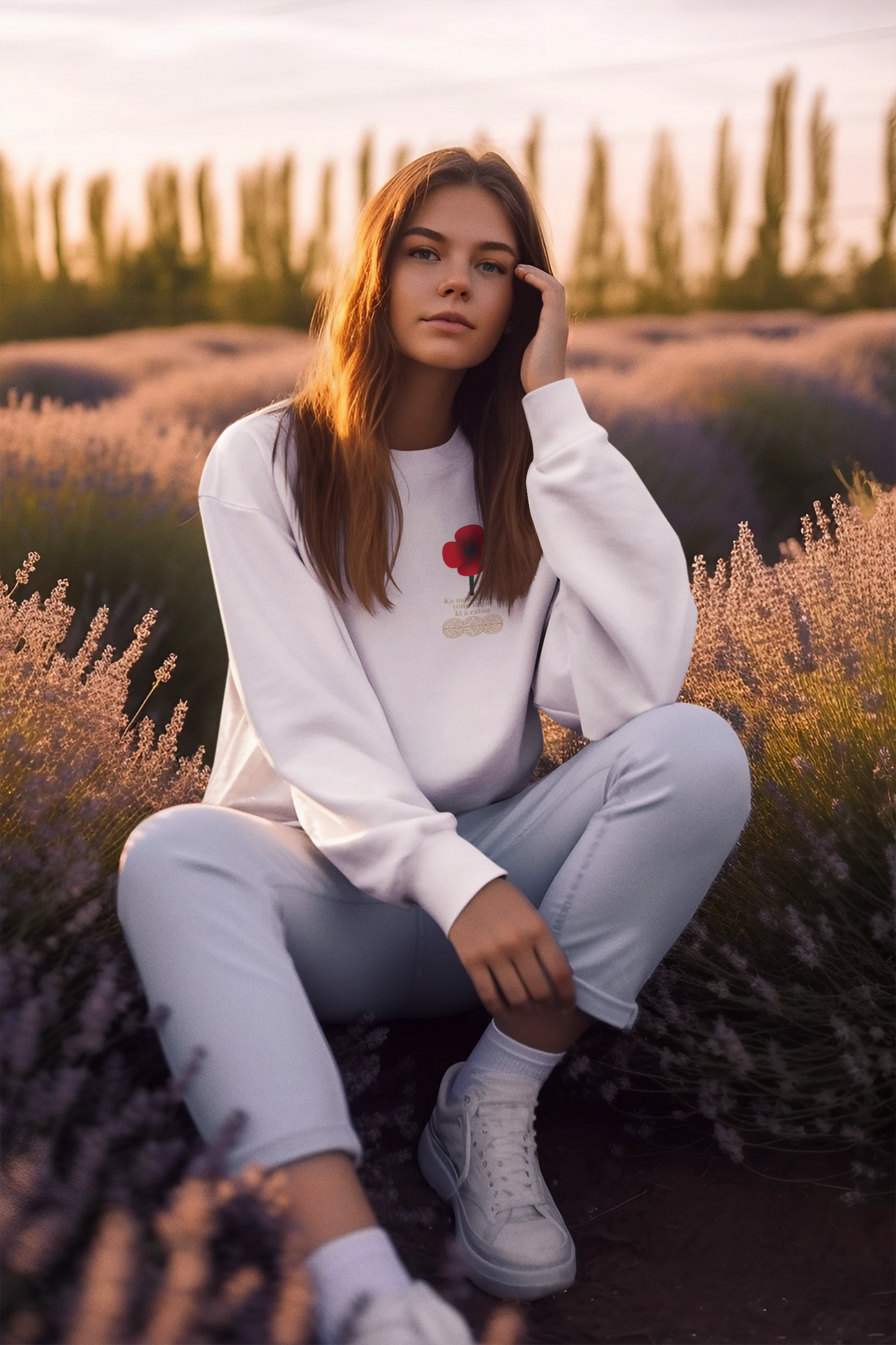 Anzac - Ka maumahara tonu tātou ki a rātou (Badge only)  - Adult Crewneck