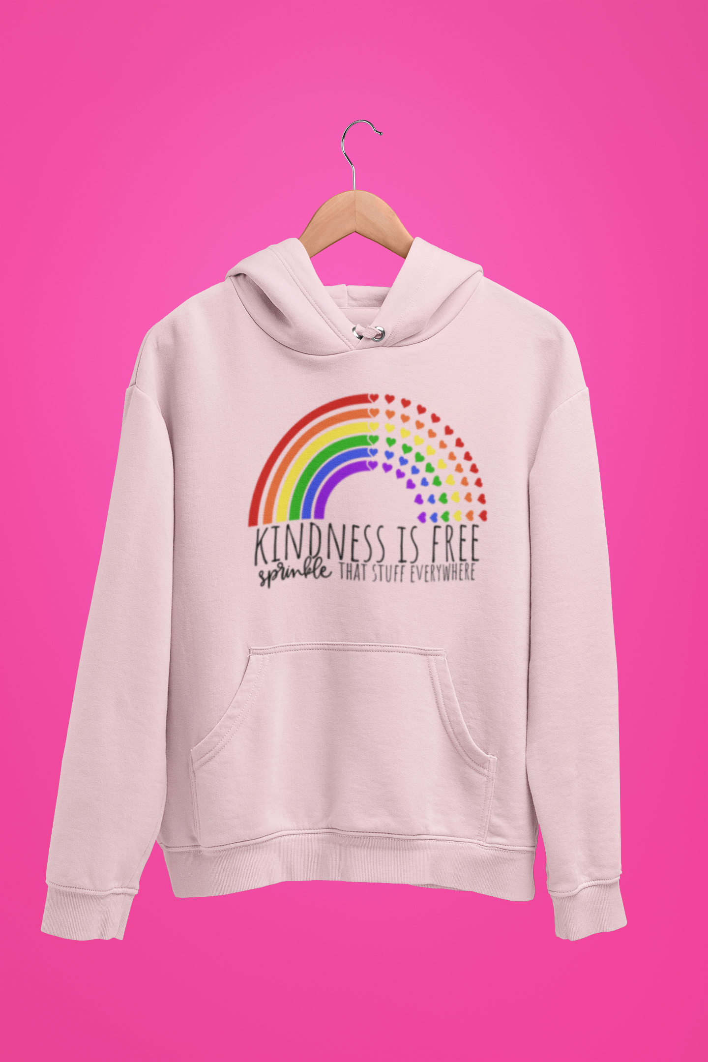 Pink T-Shirt Day - Kindness Is Free - Pink Adult Hoodie