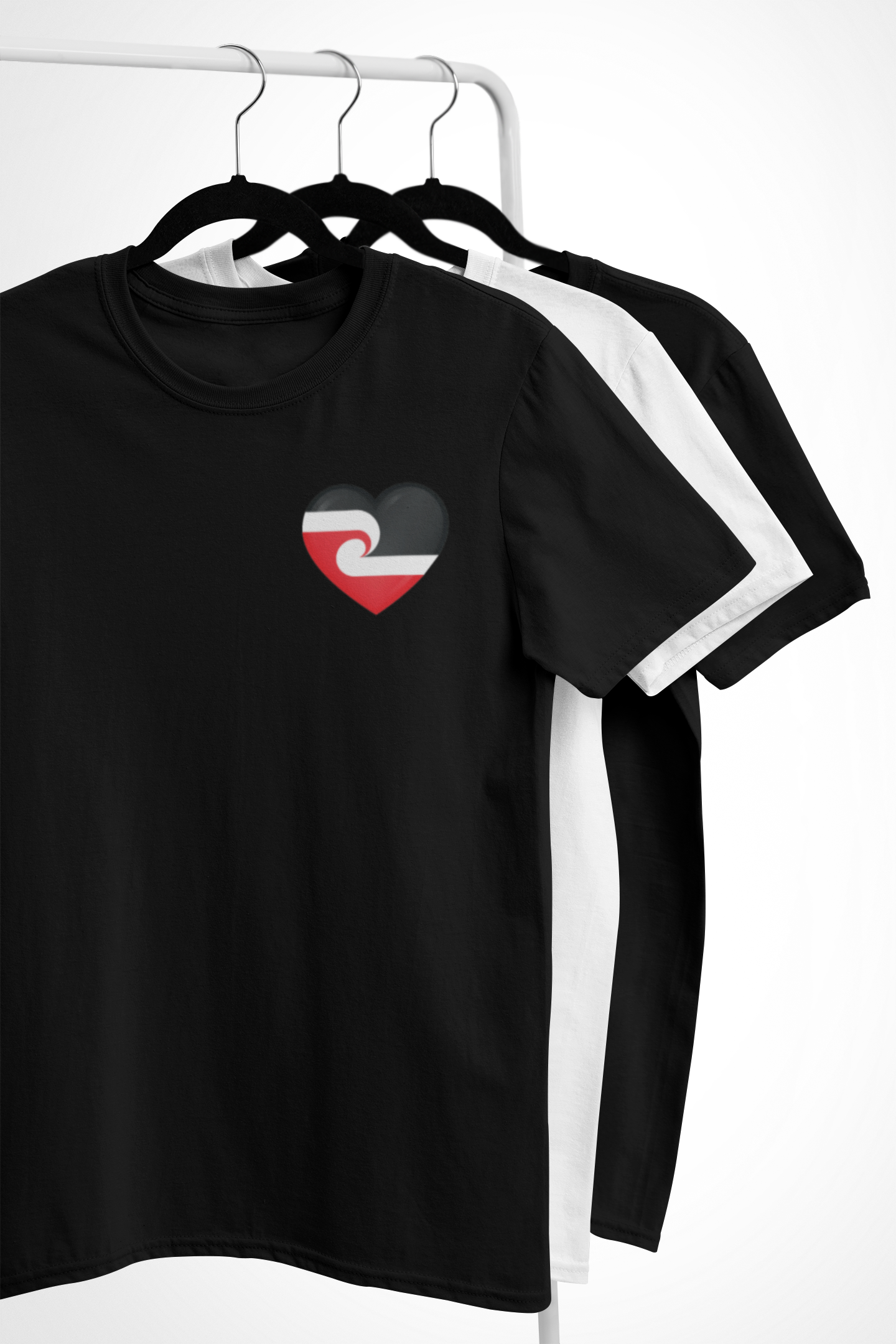 Tino Rangatiratanga Flag Heart Badge - Adult Tee