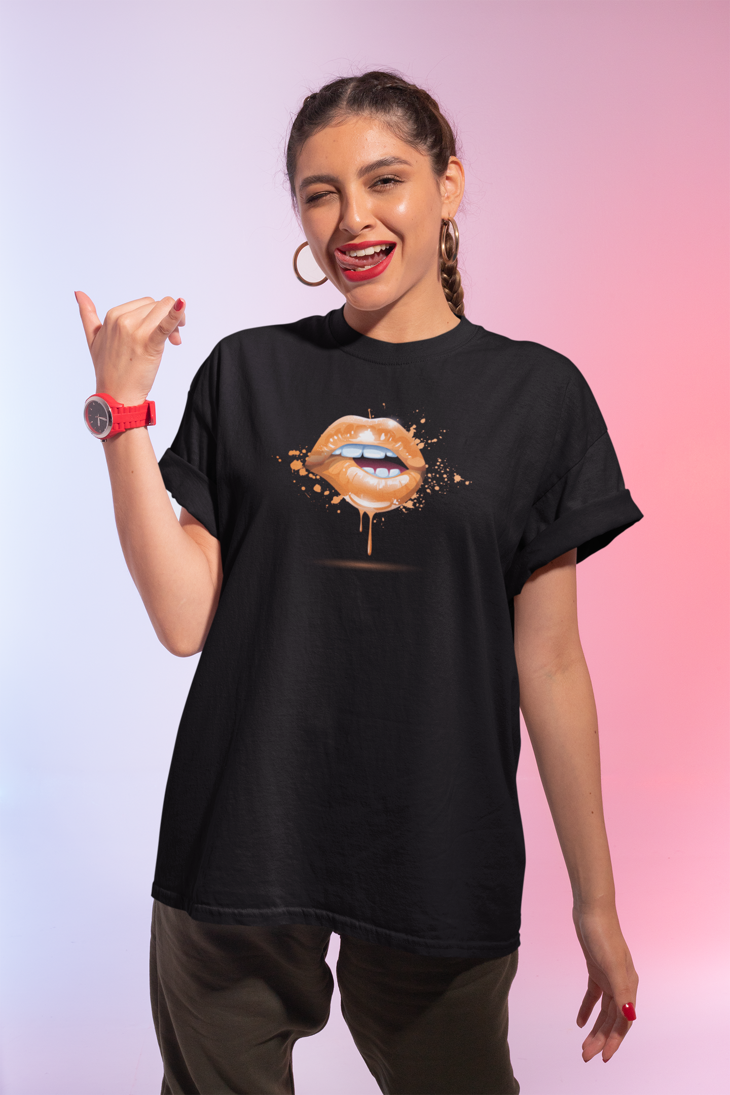 BITE ME - ORANGE LIPS TEE