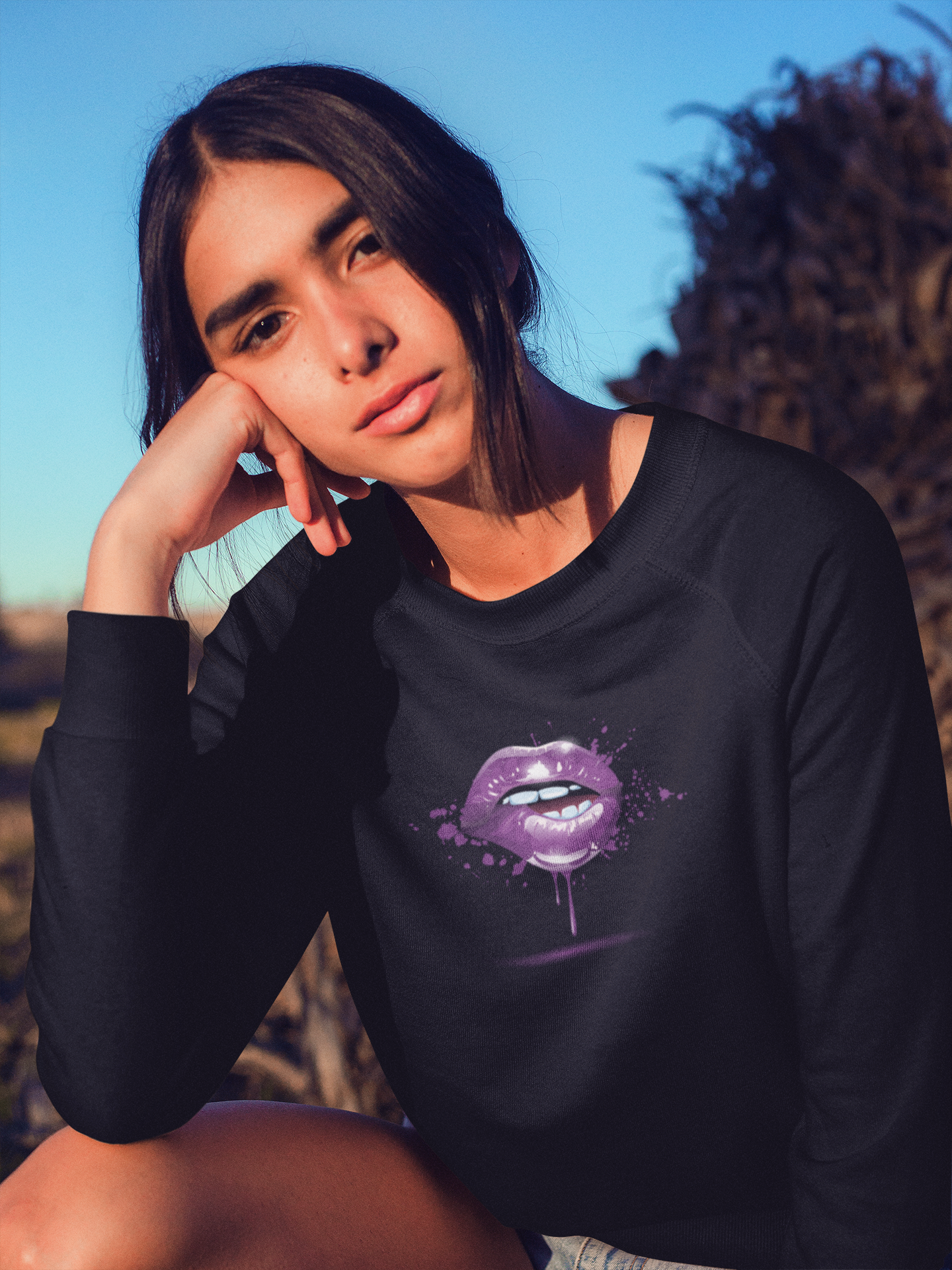Lip Bite Purple - Hoodie / Sweatshirt