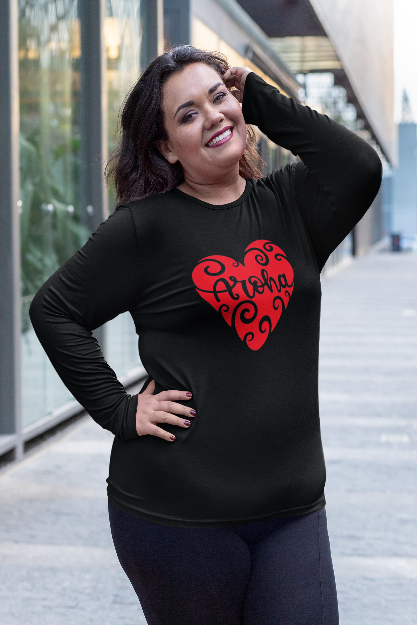 AROHA Whero Heart - Long Sleeve