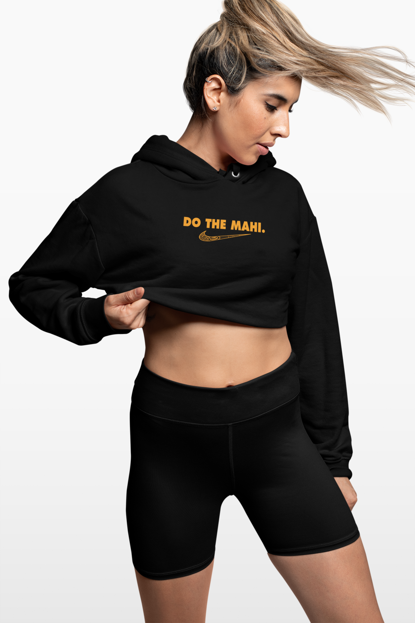 Karaka (Orange) Do The Mahi ✓(big tick and side tick) Crop Sweat/Hoodie