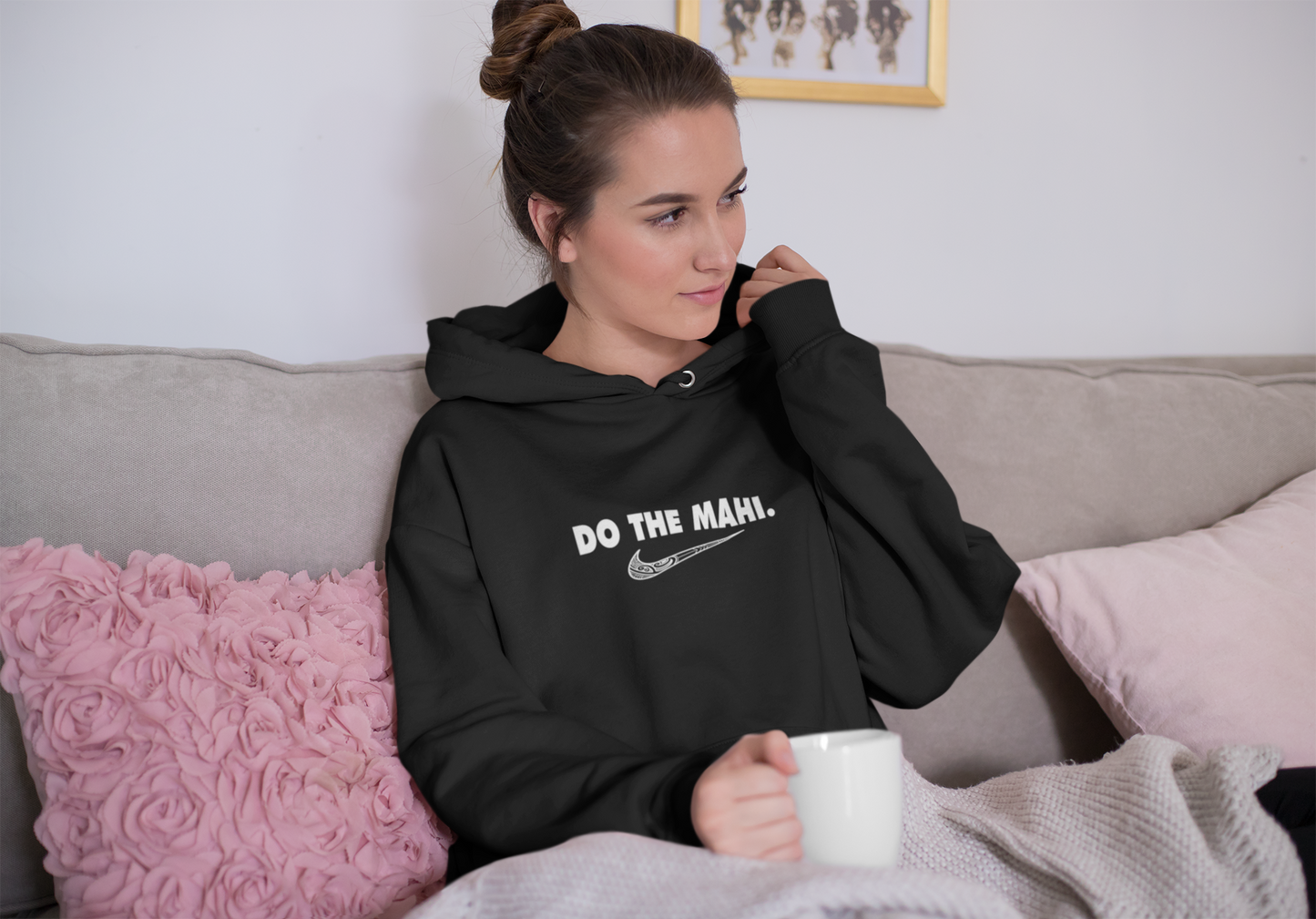 Mā (White) Do The Mahi (large tick) HOODIE