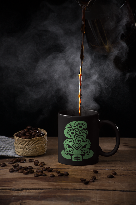GREENSTONE TIKI - COFFEE MUGS - BLACK - SET OF 4