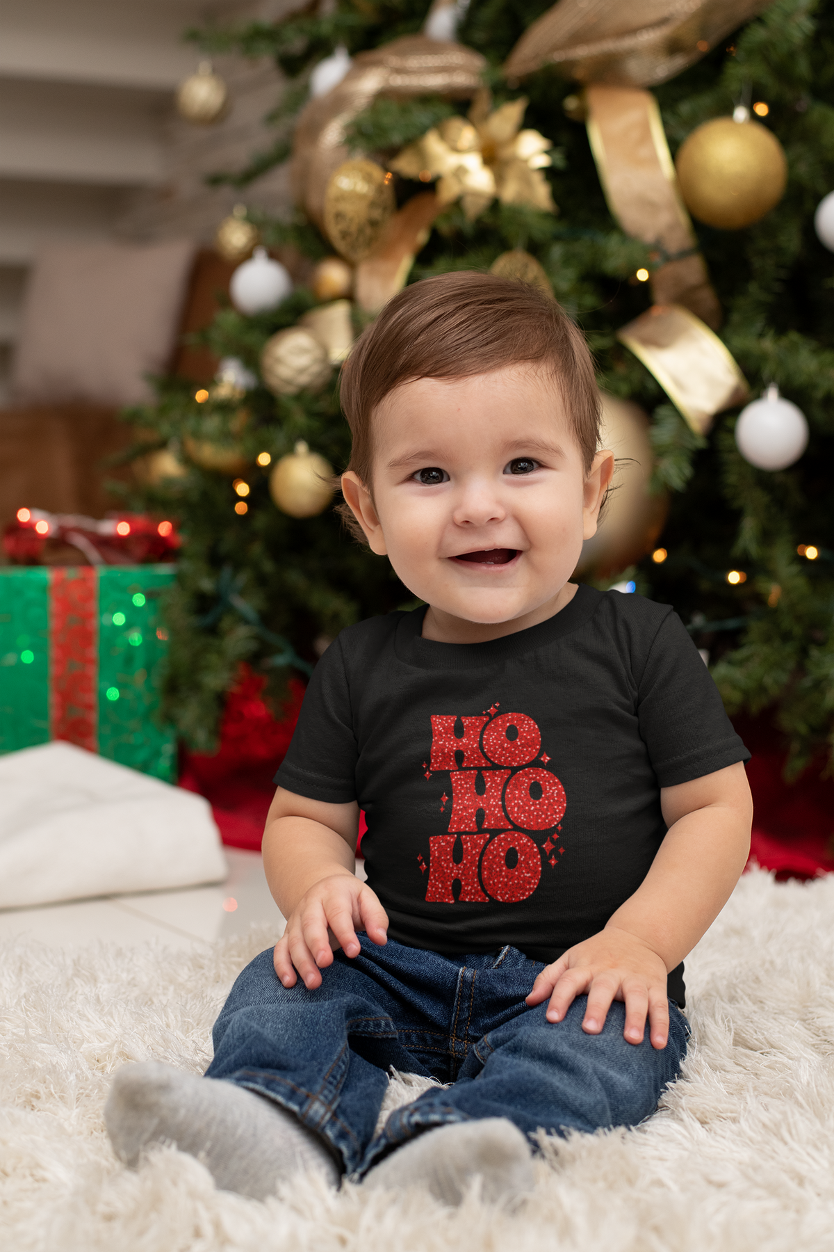HO HO HO (RED TEXT) - CHILDRENS TEE