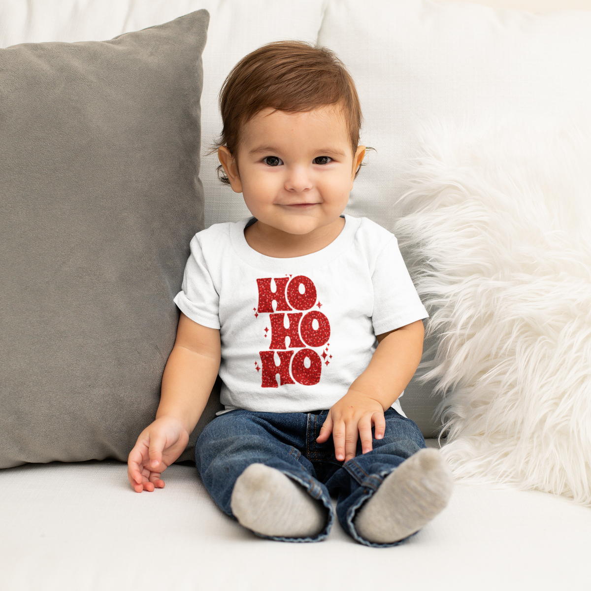 HO HO HO (RED TEXT) - CHILDRENS TEE