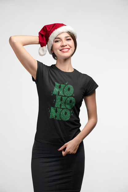 HO HO HO GREEN TEXT - ADULT TEE