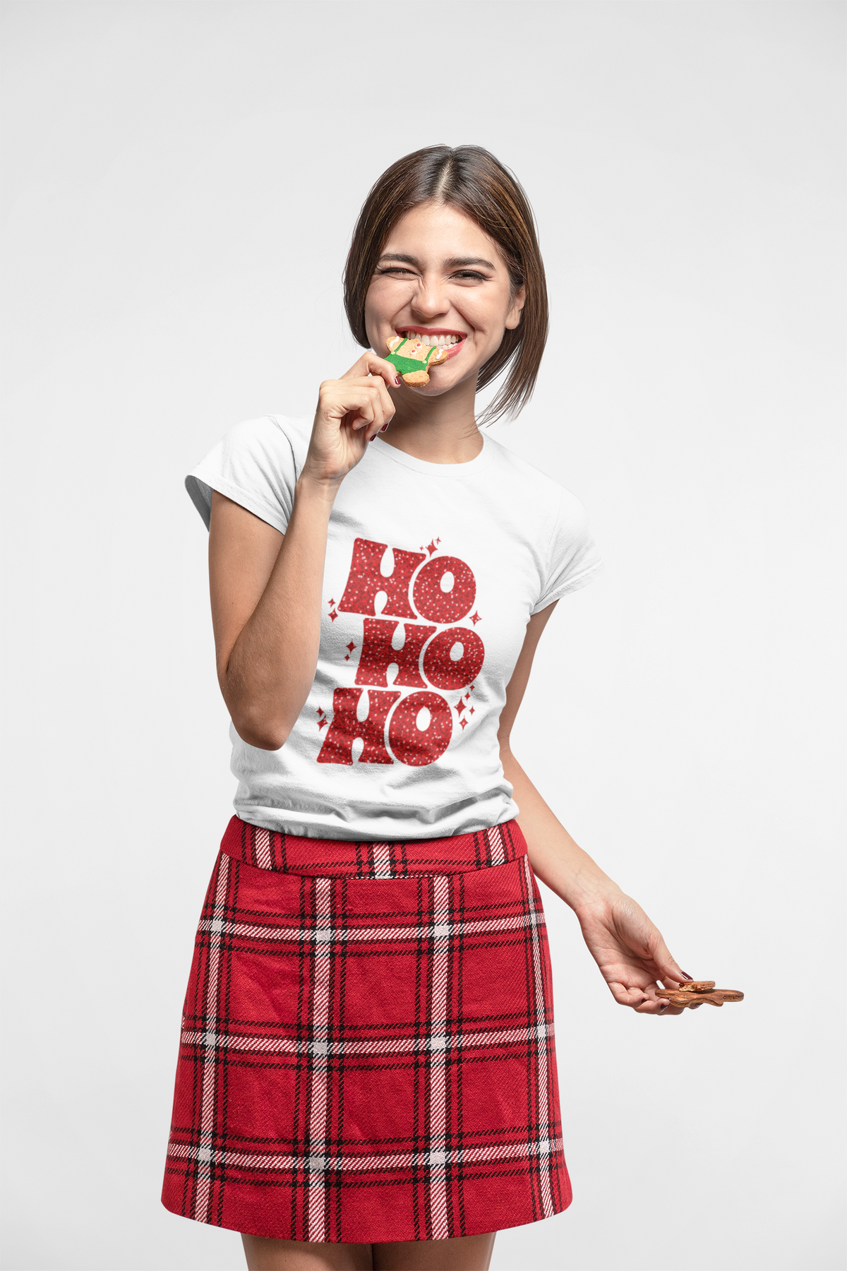 HO HO HO RED TEXT - ADULT TEE