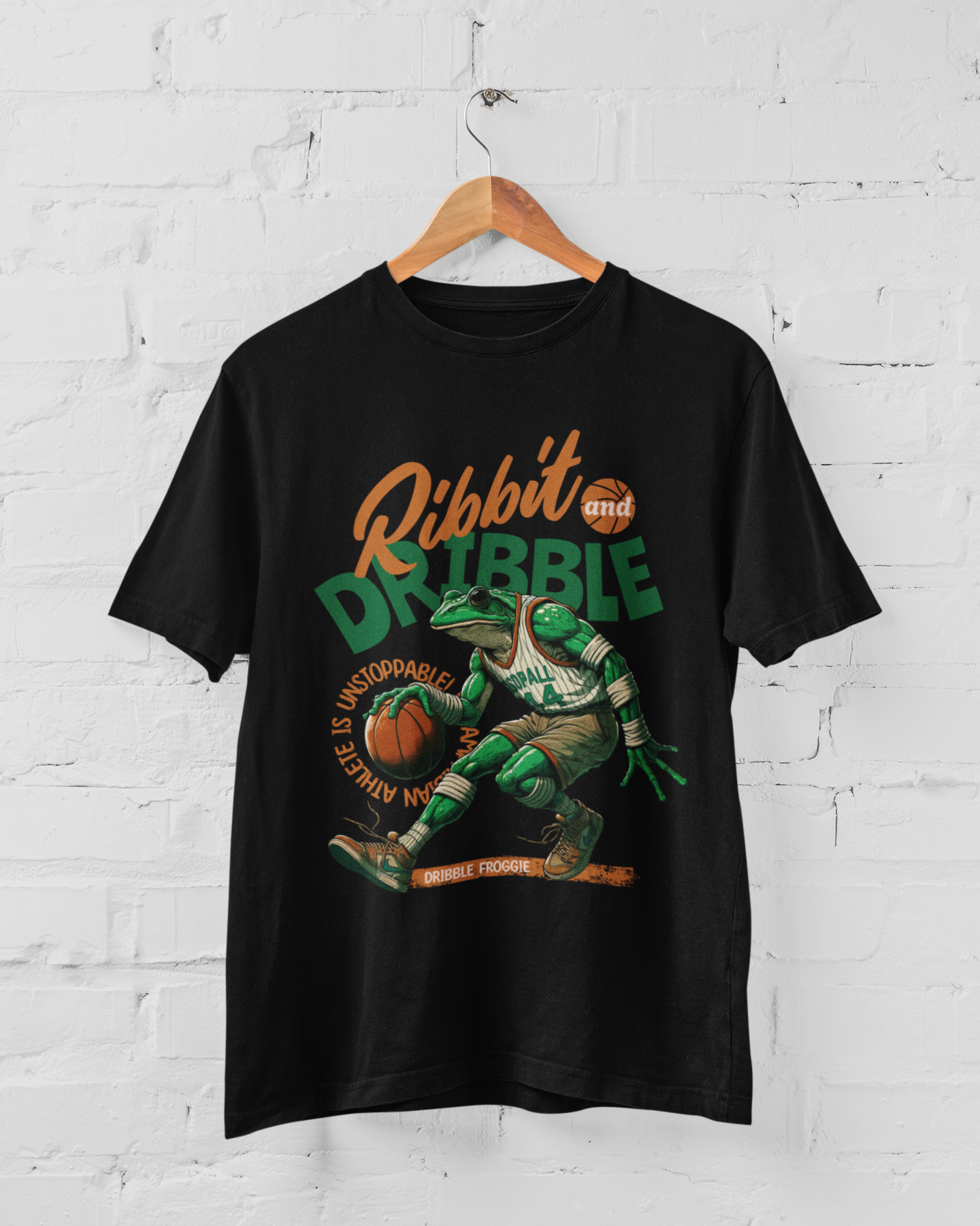 RIBBIT DRIBBLE - ADULT BLACK TEE