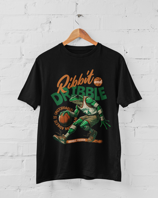 RIBBIT DRIBBLE - ADULT BLACK TEE