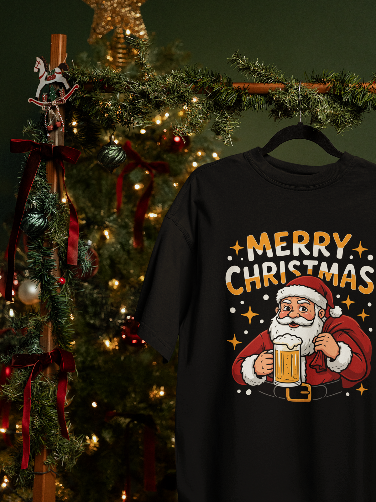 Santa & Beer - Adult tee