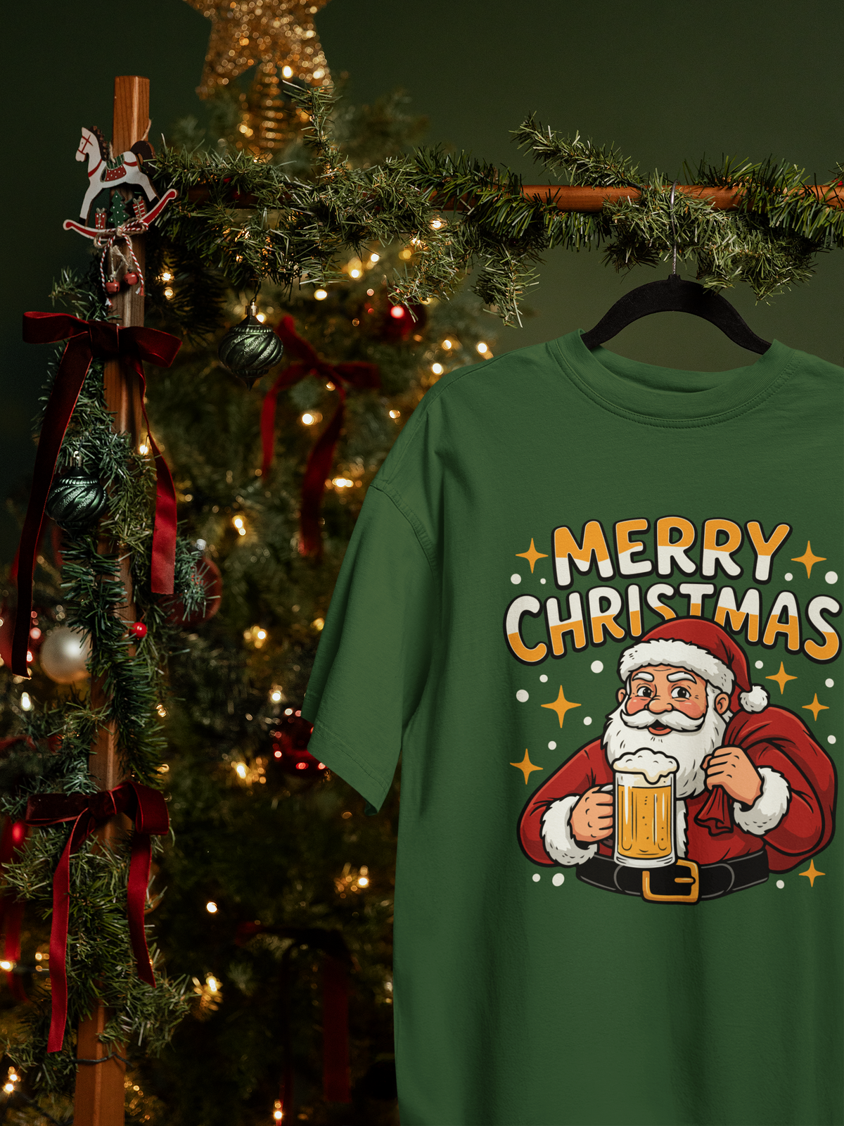 Santa & Beer - Adult tee