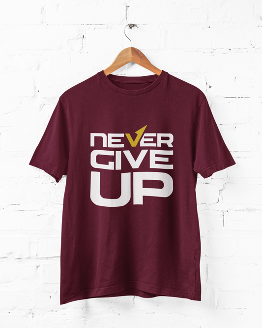 NEVER GIVE UP ✔️ - ADULT TEE