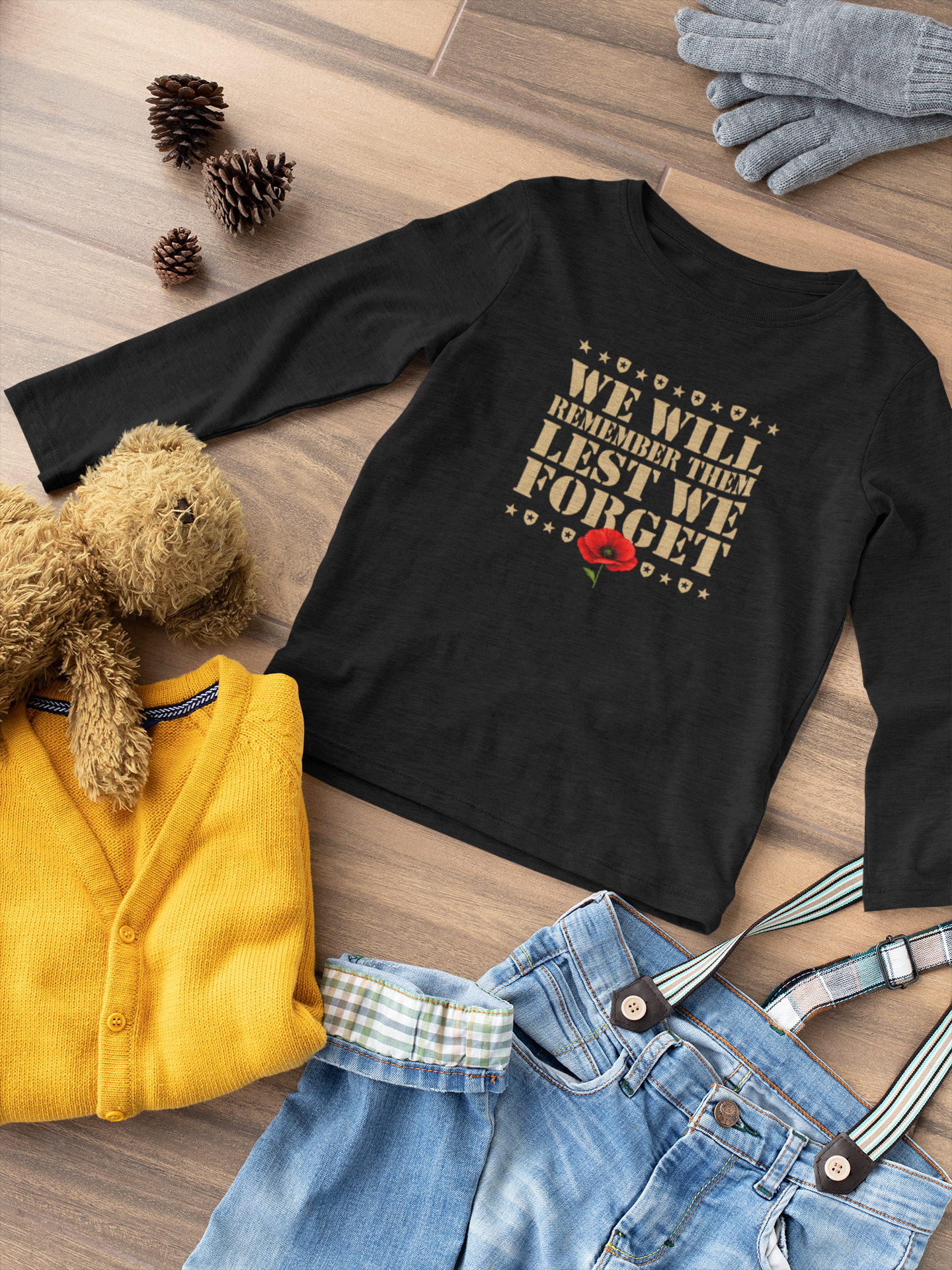 ANZAC - We Will Remember Them 2026 -  Children's  Long Sleeve Tee