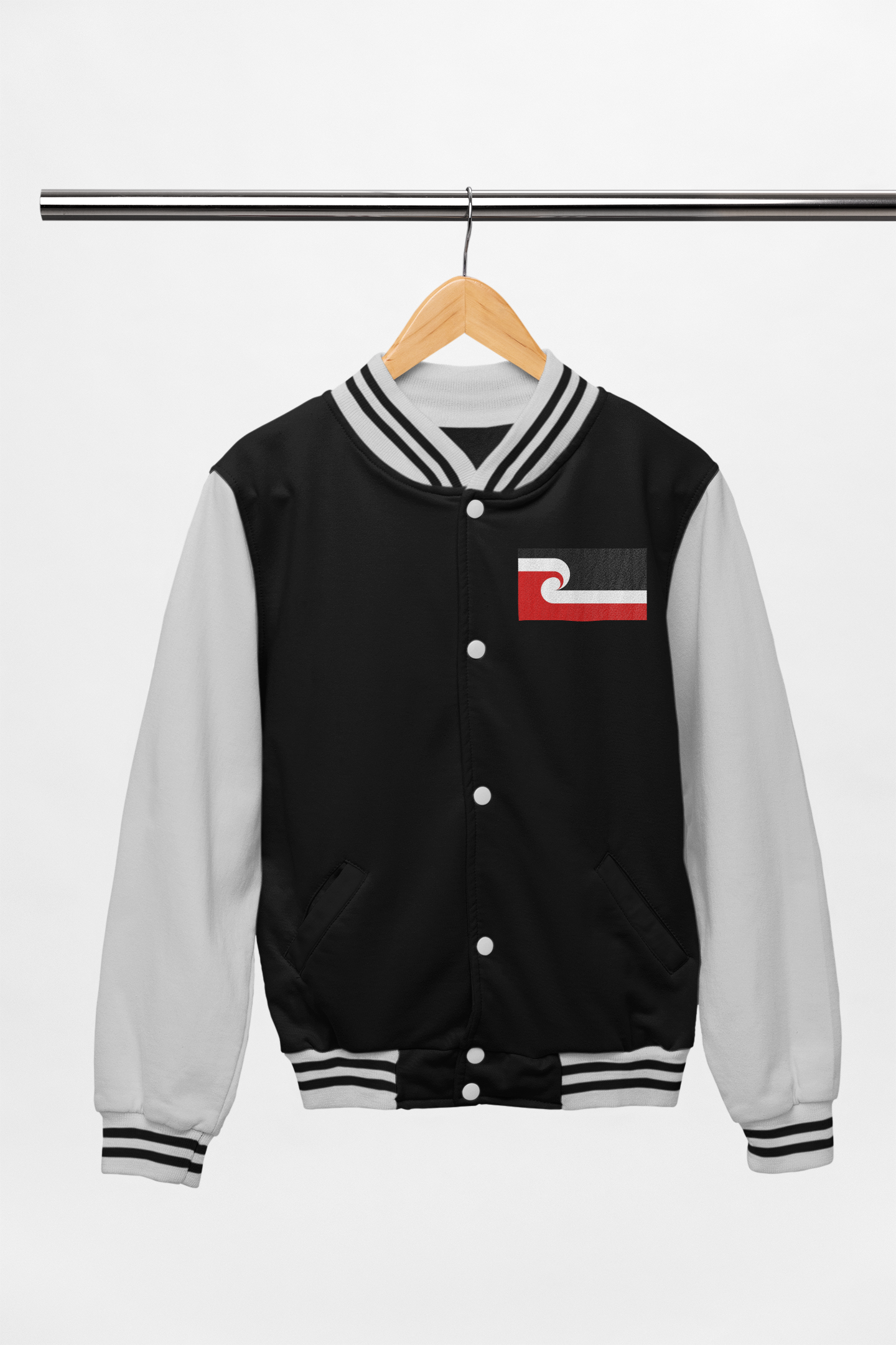 HOODED LETTERMAN JACKET - TINO RANGATIRANTANGA FLAG – HOUSE OF TEES